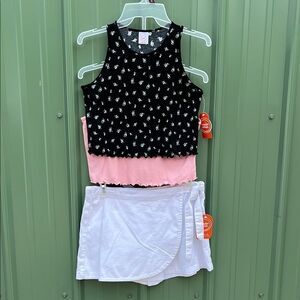 Girls Cropped Tank Tops & Skort 3-Piece Set Size XXL